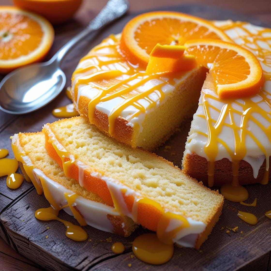 Easy orange yogurt cake loaf with orange zest