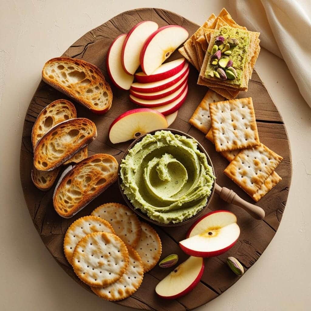 Pistachio butter served with toast and fruit