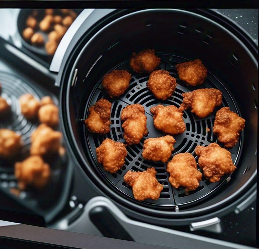 Air fryer bang bang chicken cooking process