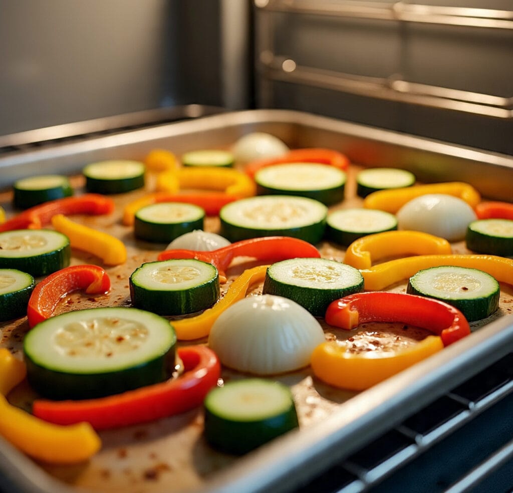 Roasting vegetables for cold veggie salad
