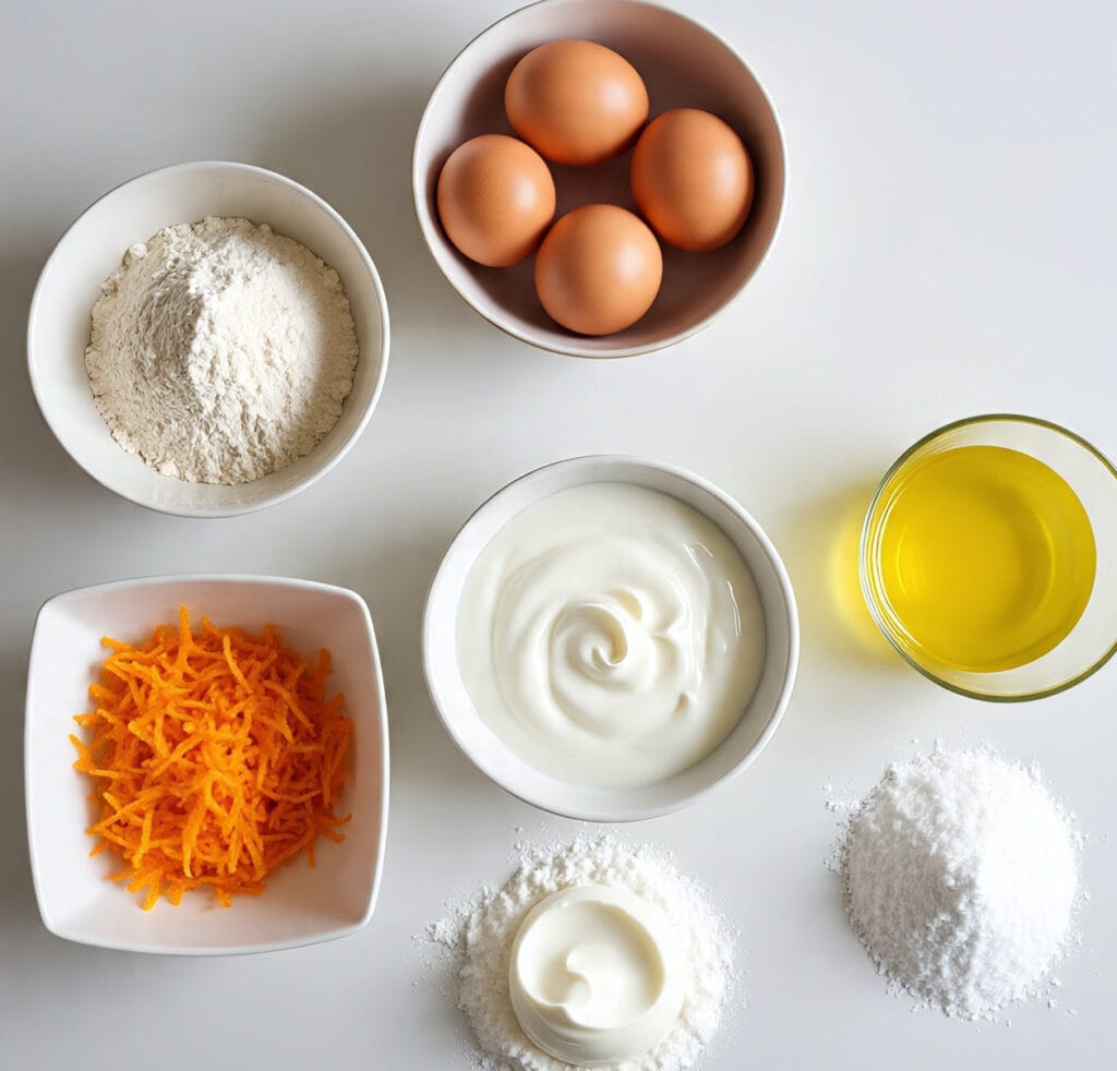 Ingredients for orange yogurt cake