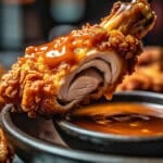 Chicken piece dipped in spicy bang bang sauce 1