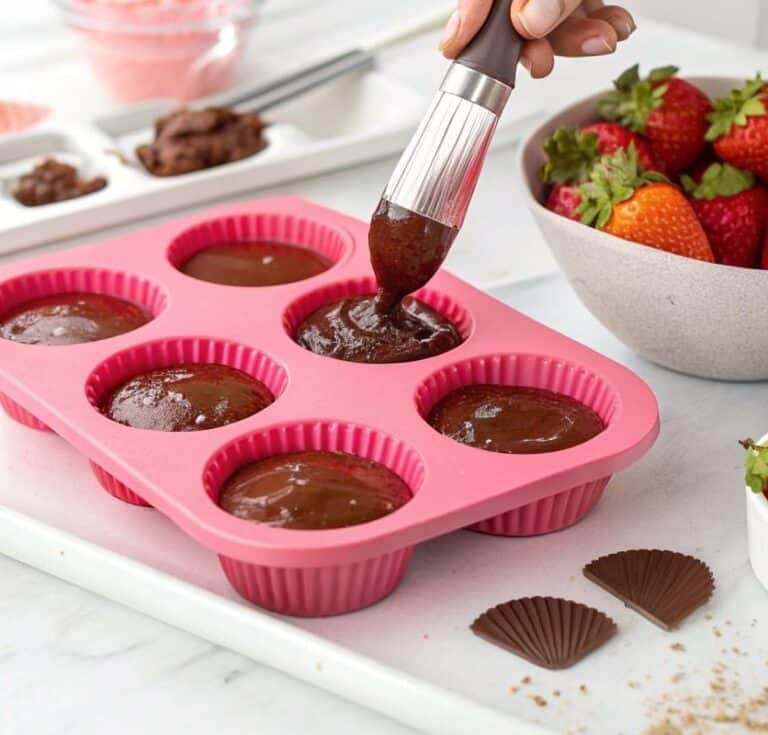 making-strawberry-chocolate-cups.jpg Making chocolate cups for strawberry filling