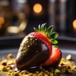 Dubai chocolate strawberry with gold and pistachio 1