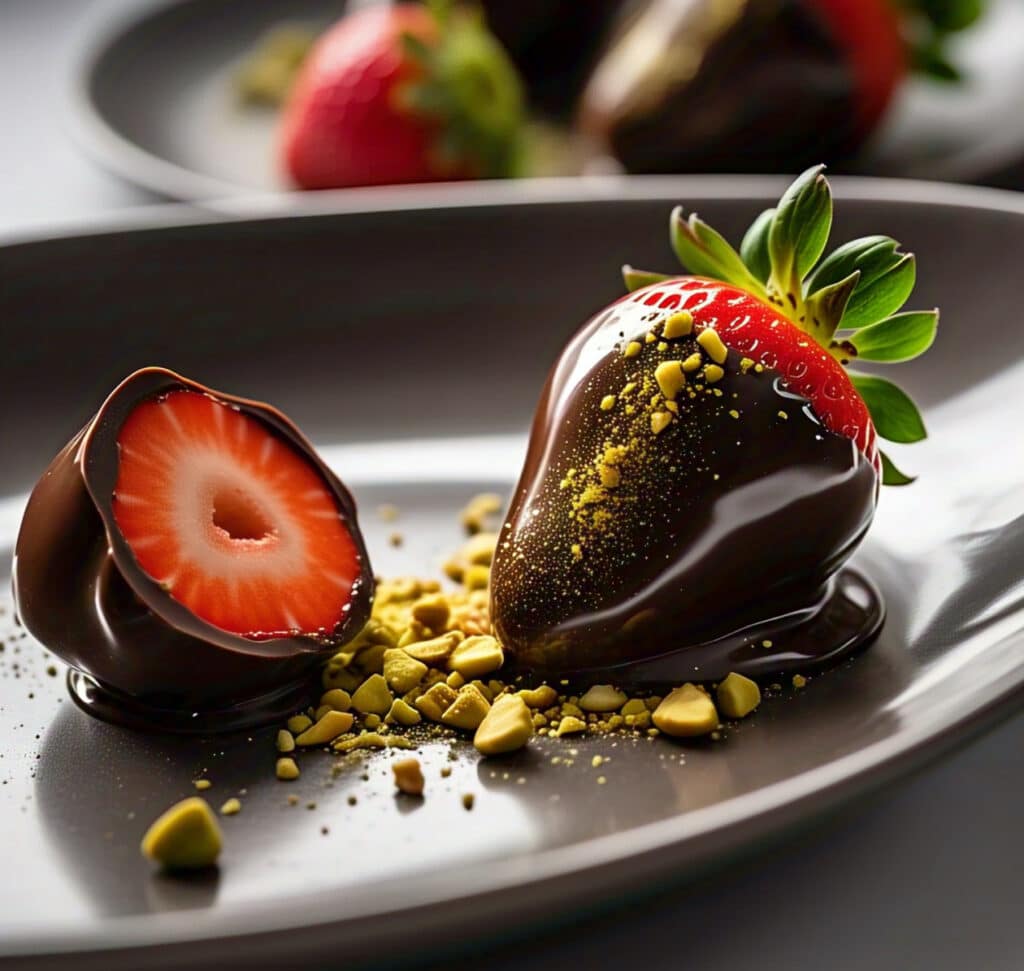 Dubai chocolate strawberry with gold and pistachio