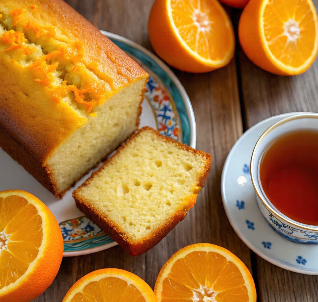 Easy orange yogurt cake loaf with orange zest