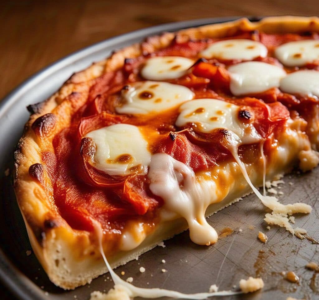 Sliced cottage cheese pizza with no flour crust