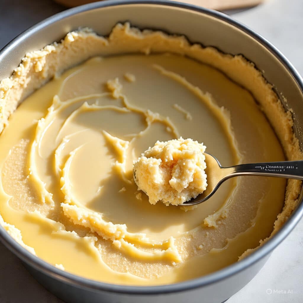 Pressing almond flour crust into springform pan