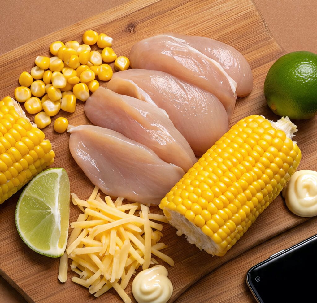 Ingredients for Mexican Street Corn Chicken Bake