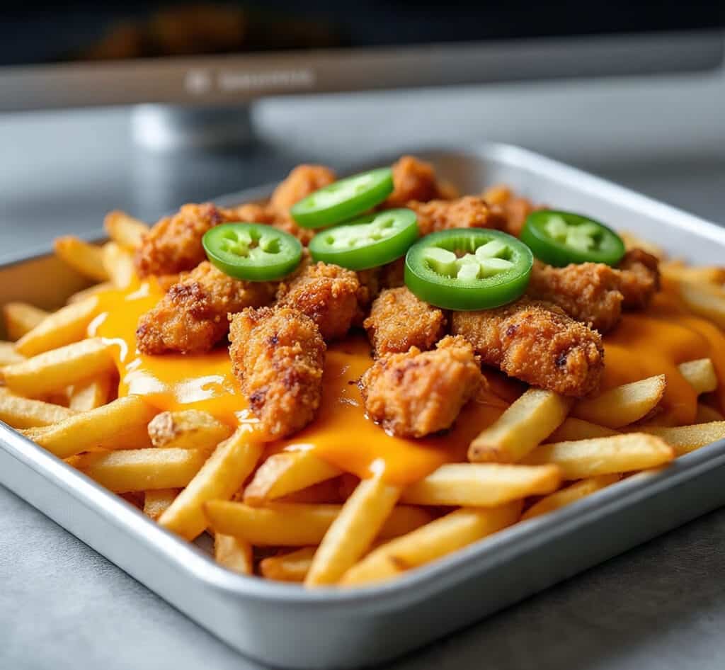 Loaded air fryer French fries with toppings