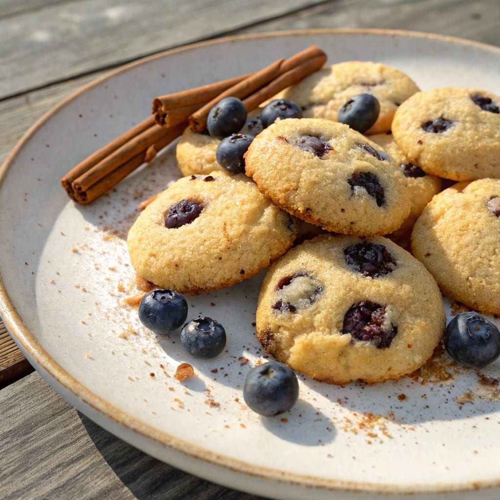 Blueberry almond flour cookies on white plate