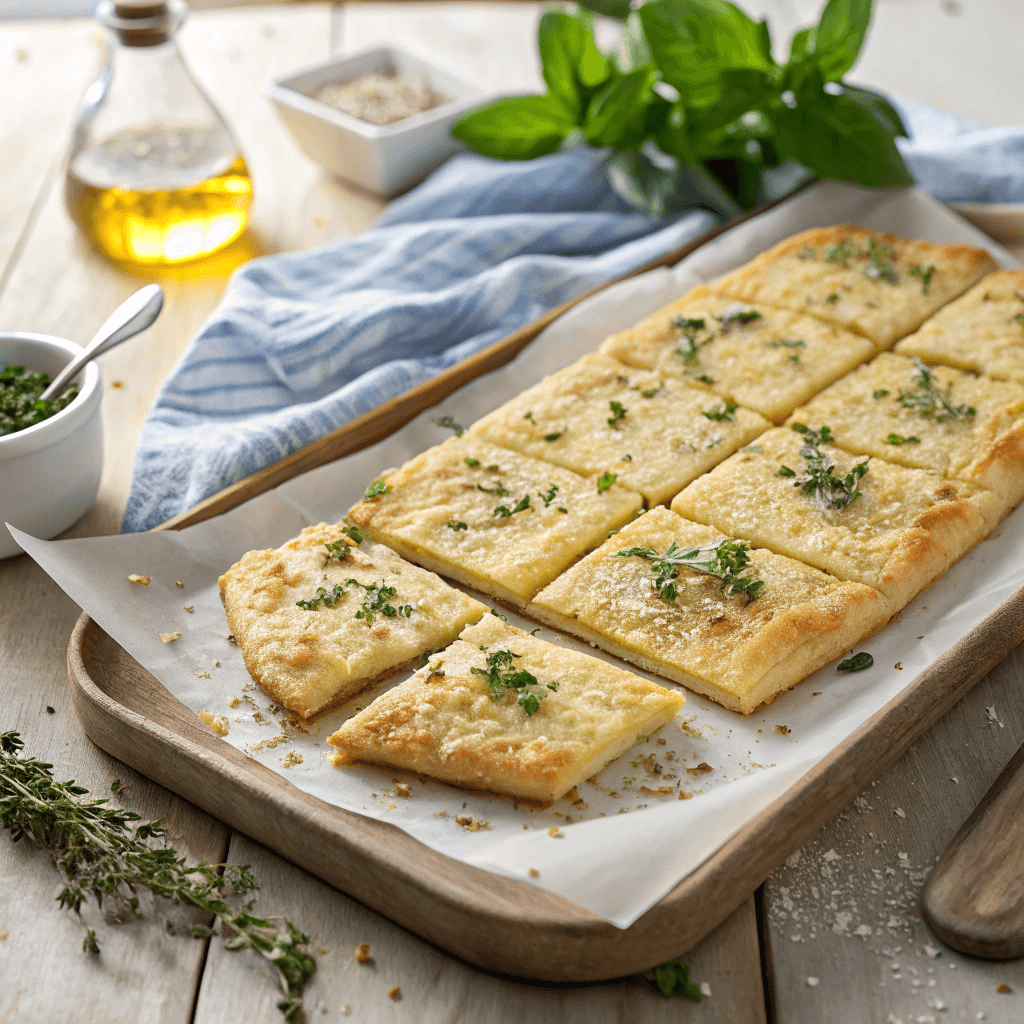 Cottage cheese flatbread sliced and ready to serve