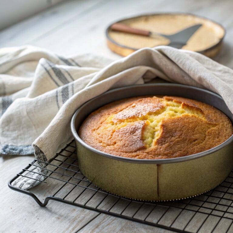 olive-oil-cake-pan.jpg Freshly baked olive oil cake cooling in a springform pan