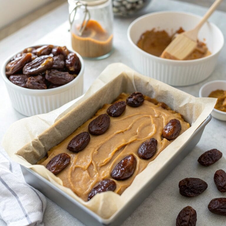 almond-butter-caramel-layer.jpg Almond butter caramel with Medjool dates on cookie base