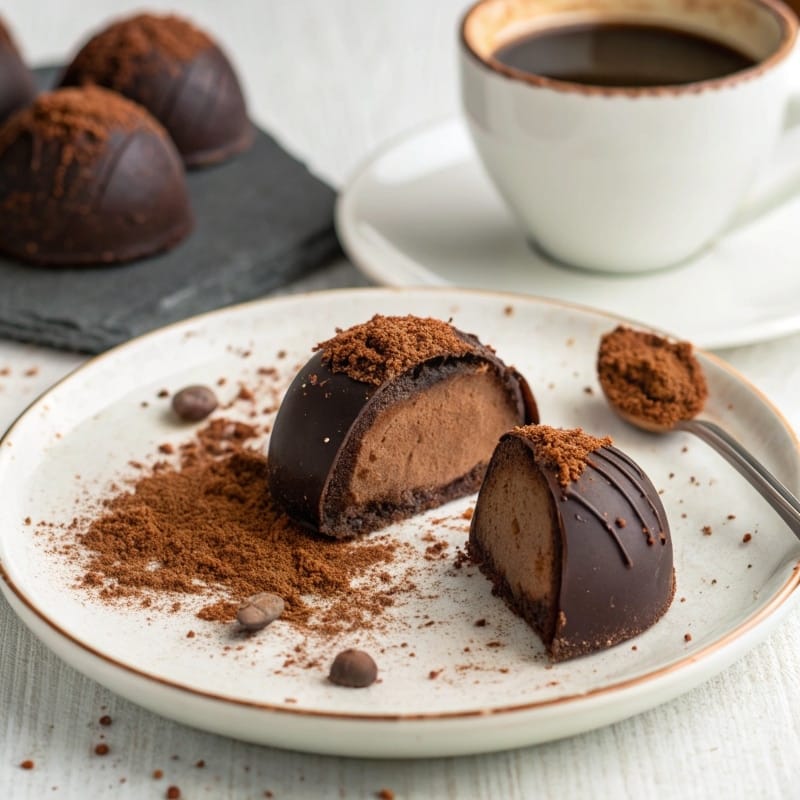 Healthy Chocolate Truffle served with coffee