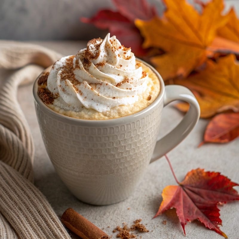 Pumpkin Chai Latte topped with whipped cream and cinnamon