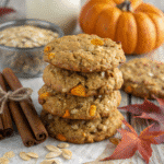 Stack of Pumpkin Oatmeal Cookies on table