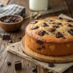 Healthier Chocolate Chunk Banana Cake on table