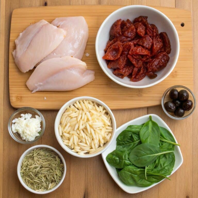 chicken-orzo-ingredients.jpg Ingredients for Mediterranean Chicken Orzo recipe
