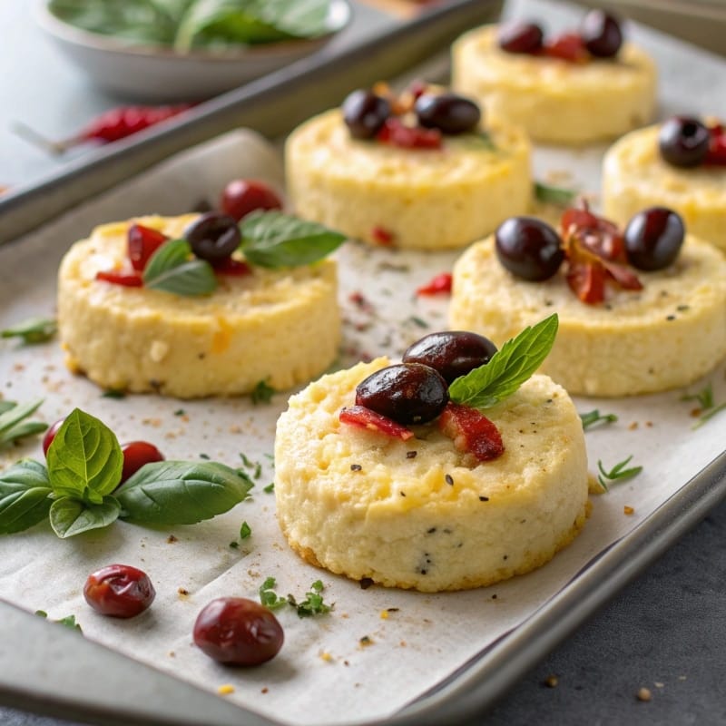 Easy Mediterranean cottage cheese flagels with olives and basil