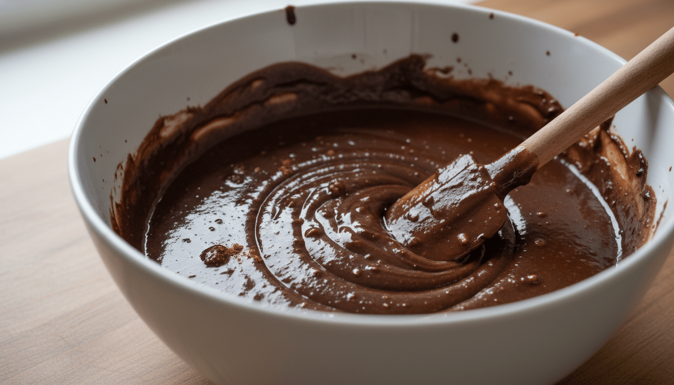 Mixing healthy chocolate lovers cake batter