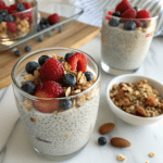 Chia seed pudding with berries and granola