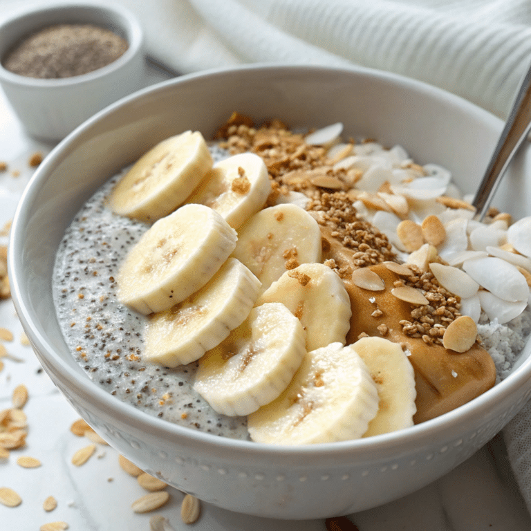 Chia seed pudding with banana and peanut butter