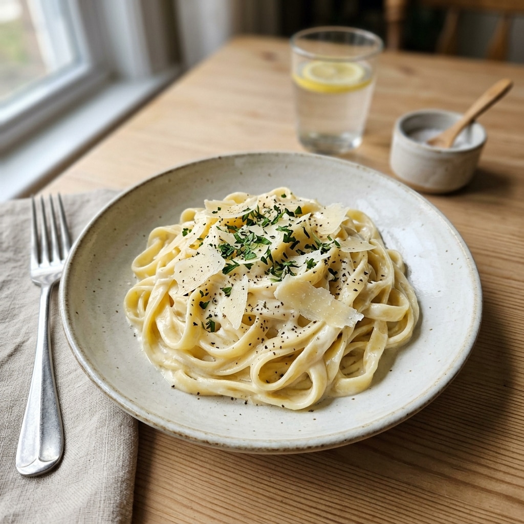 One pan creamy pasta served